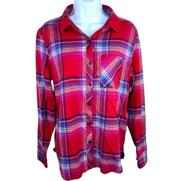S Orvis Red & Blue Plaid Flannel Button Down Long Sleeve Shirt Small Top 4 6 - Picture 1 of 10